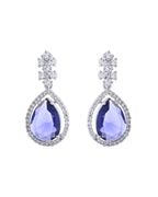VOJ Silver Plated Purple Stone Studded AD Jewellery Set