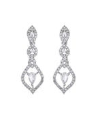 VOJ Silver Plated Tear Drop Shaped AD Necklace With Earrings Set