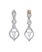 VOJ Silver Plated Tear Drop Shaped AD Necklace With Earrings Set
