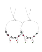 VOJ Set of 2 Silver Plated Love Meenakari Anklet - Distacart
