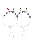VOJ Set of 2 Silver Plated Love Meenakari Anklet - Distacart