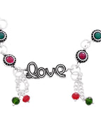 VOJ Set of 2 Silver Plated Love Meenakari Anklet - Distacart
