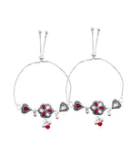 VOJ Set of 2 Silver Plated Floral Meenakari Anklet - Distacart