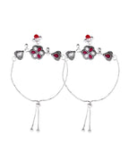 VOJ Set of 2 Silver Plated Floral Meenakari Anklet - Distacart