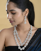 VOJ Sliver Plated American Diamond Studded Jewellery Set