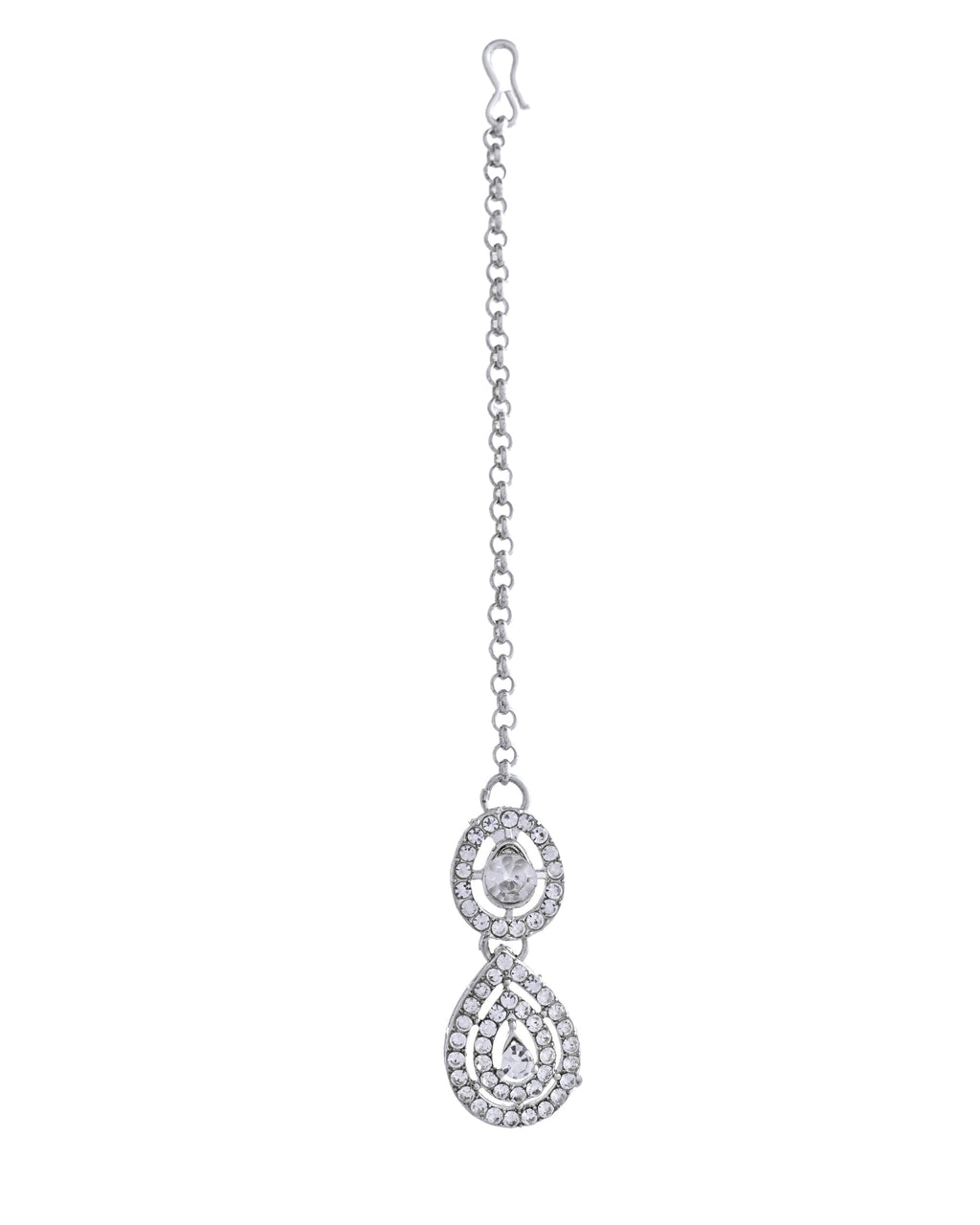 VOJ Sliver Plated American Diamond Studded Jewellery Set