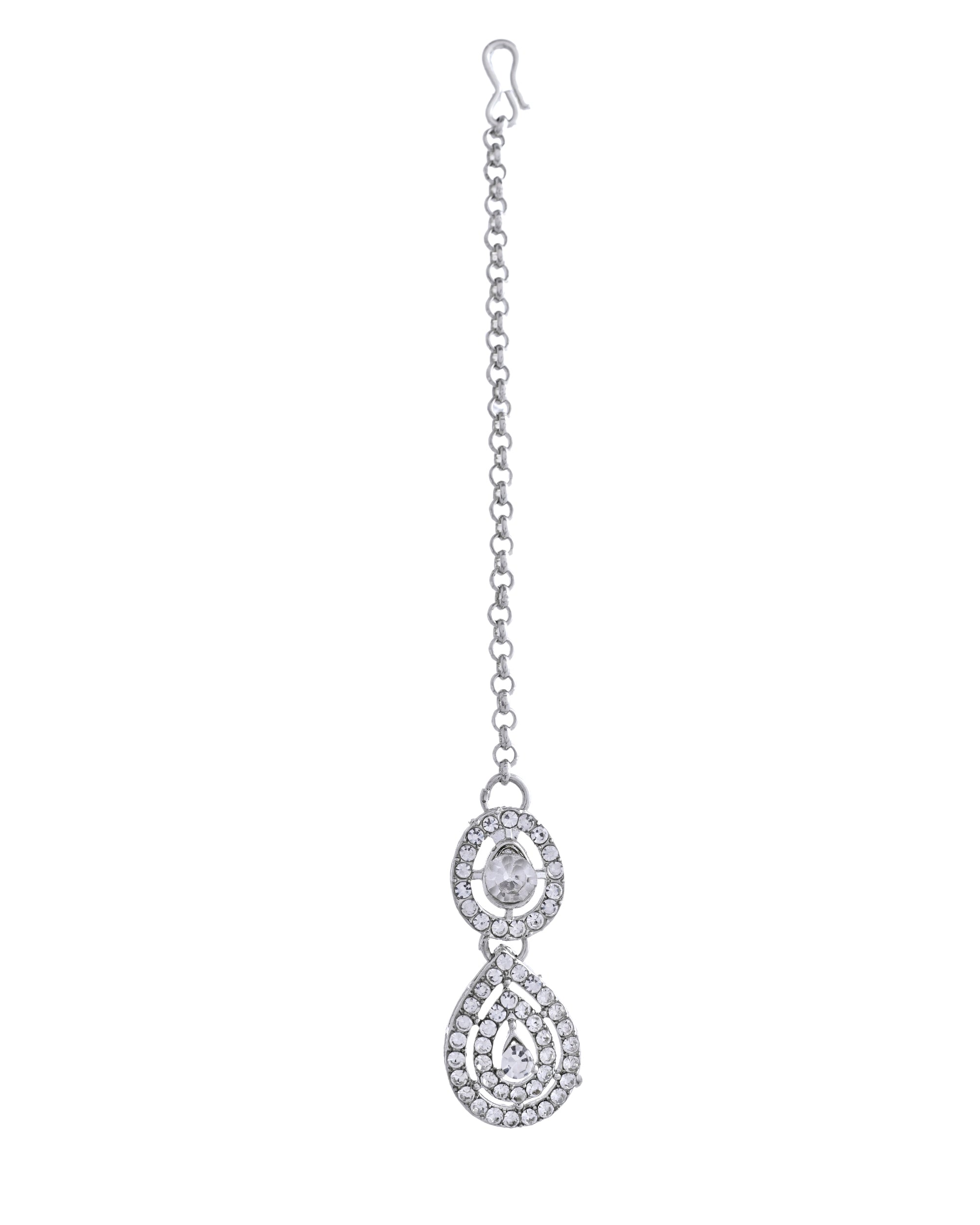 VOJ Sliver Plated American Diamond Studded Jewellery Set