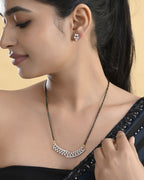 VOJ Silver Toned AD Stone Studded Designer MangalSutra Set - Distacart
