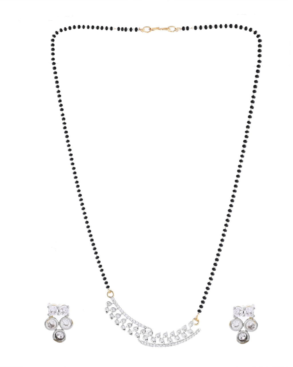VOJ Silver Toned AD Stone Studded Designer MangalSutra Set - Distacart