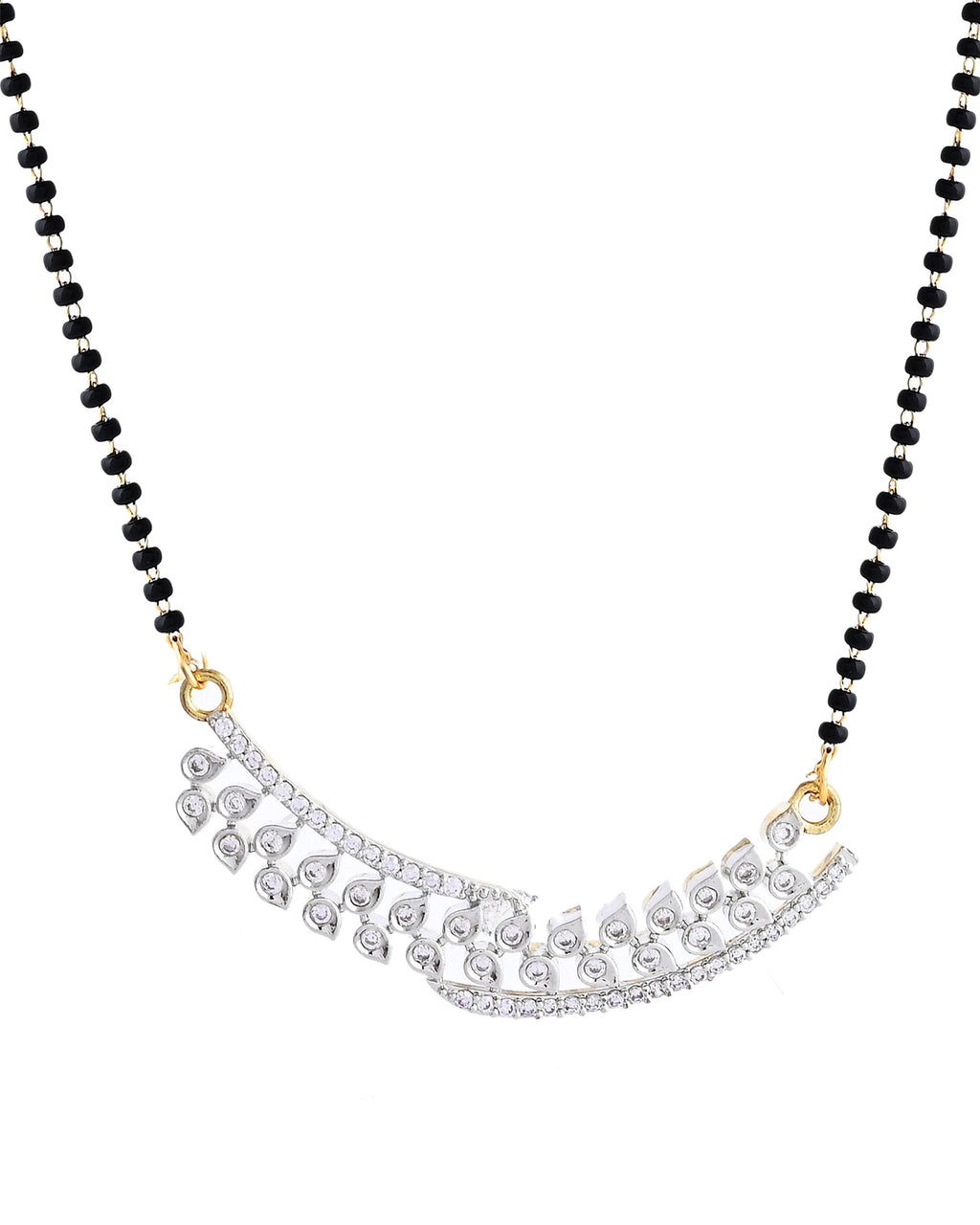 VOJ Silver Toned AD Stone Studded Designer MangalSutra Set - Distacart