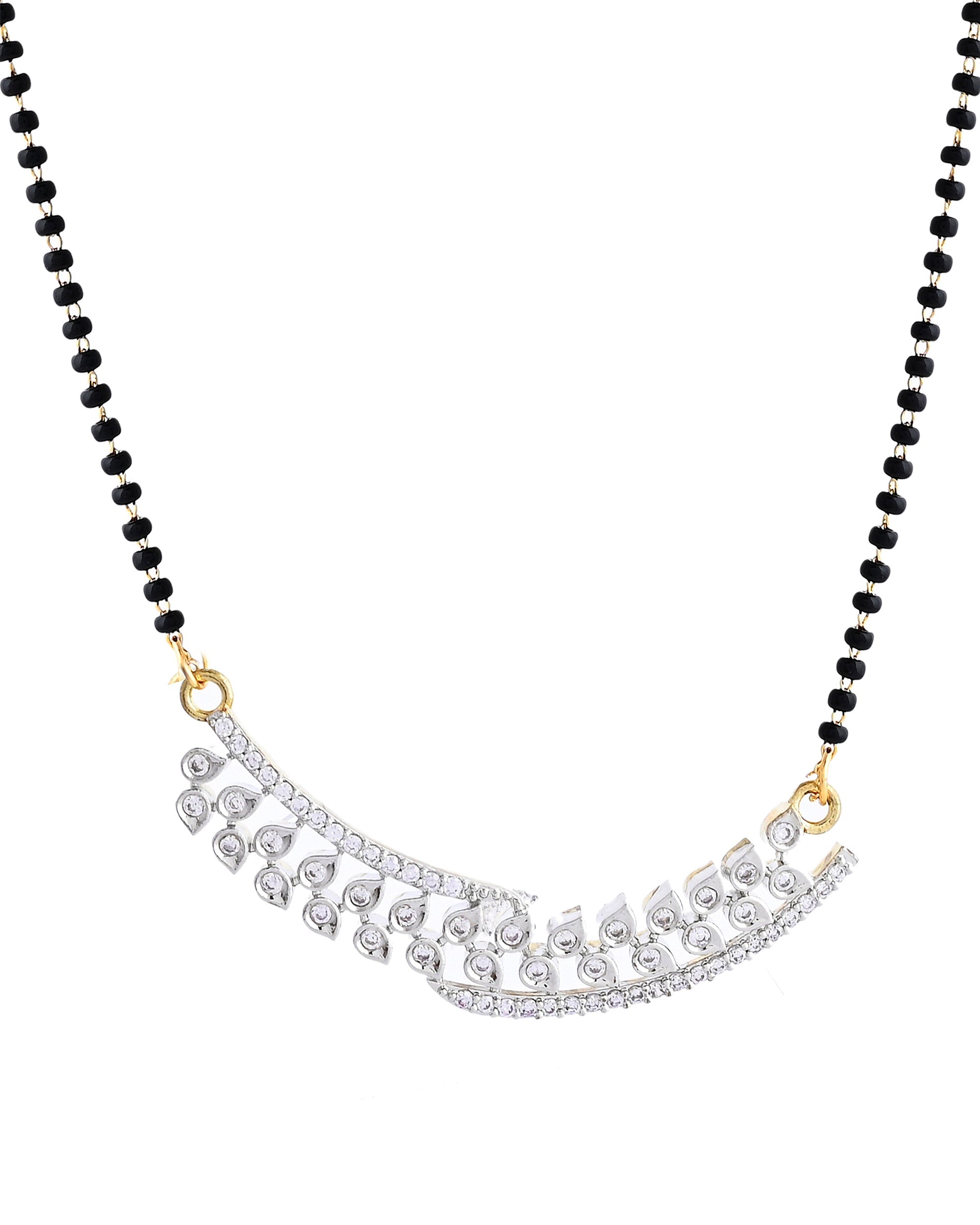 VOJ Silver Toned AD Stone Studded Designer MangalSutra Set - Distacart