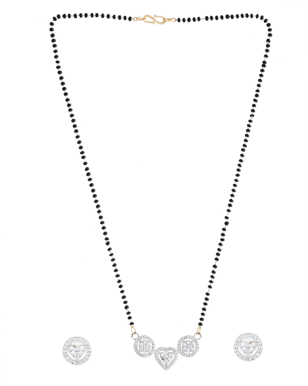 VOJ Gold Toned AD Stone Studded Heart Shape MangalSutra Set - Distacart