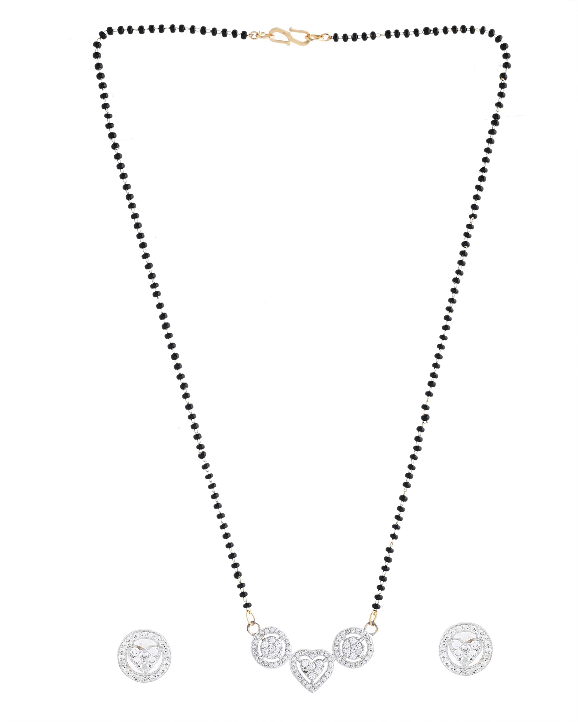 VOJ Gold Toned AD Stone Studded Heart Shape MangalSutra Set - Distacart