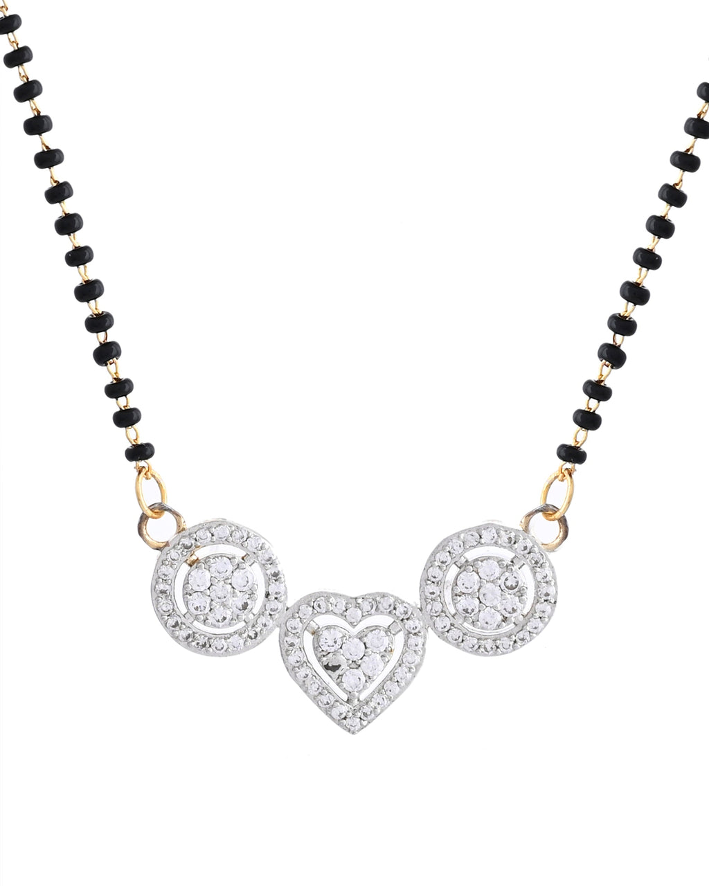 VOJ Gold Toned AD Stone Studded Heart Shape MangalSutra Set - Distacart