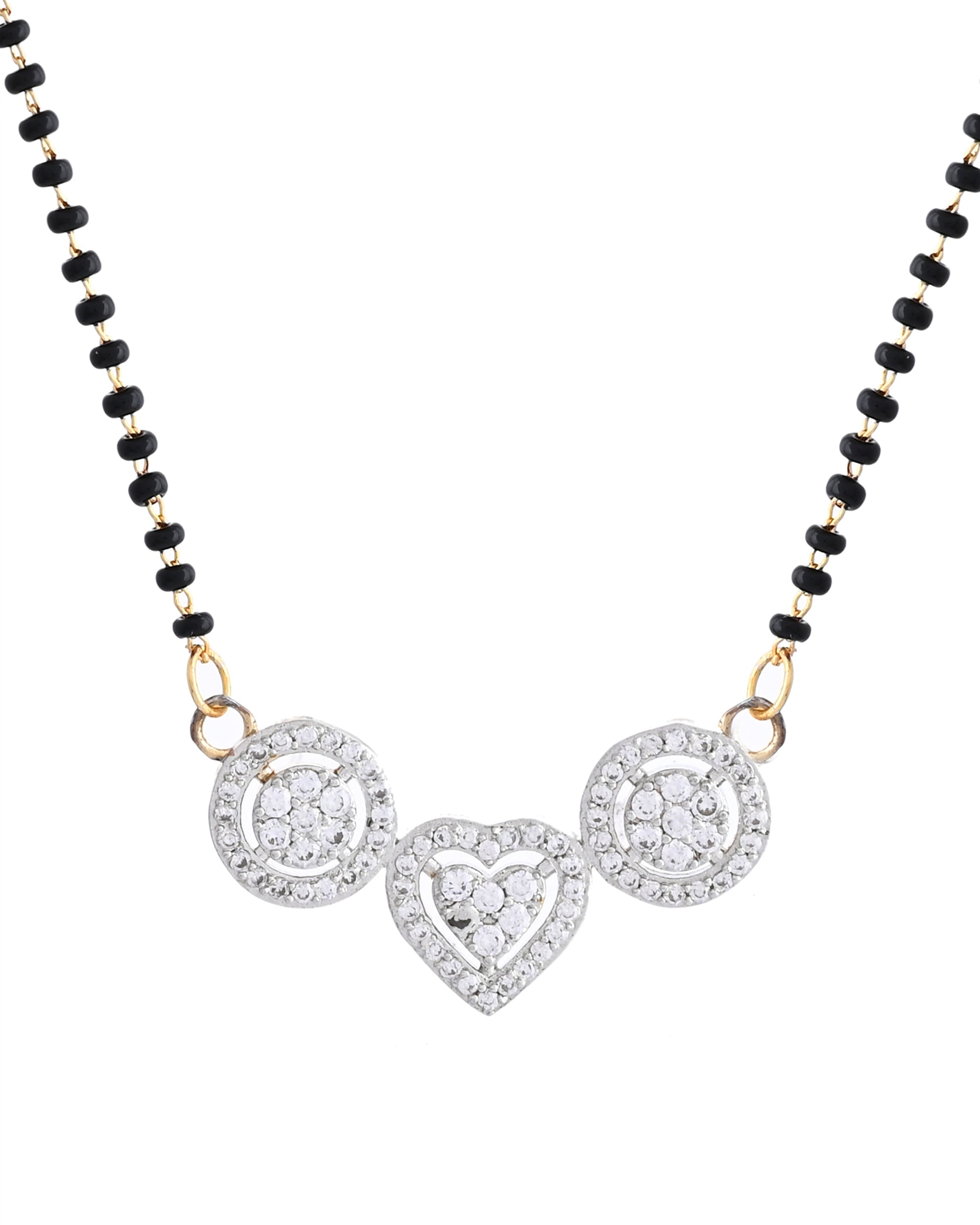 VOJ Gold Toned AD Stone Studded Heart Shape MangalSutra Set - Distacart