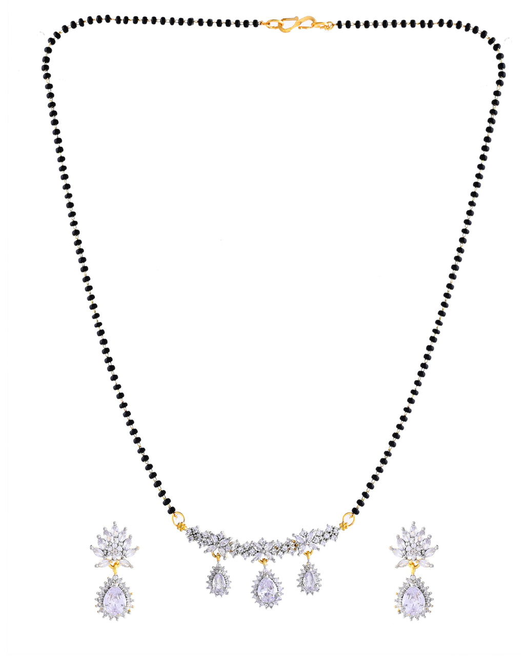 VOJ Gold Toned AD Stone Studded Tear Drop Design MangalSutra Set - Distacart
