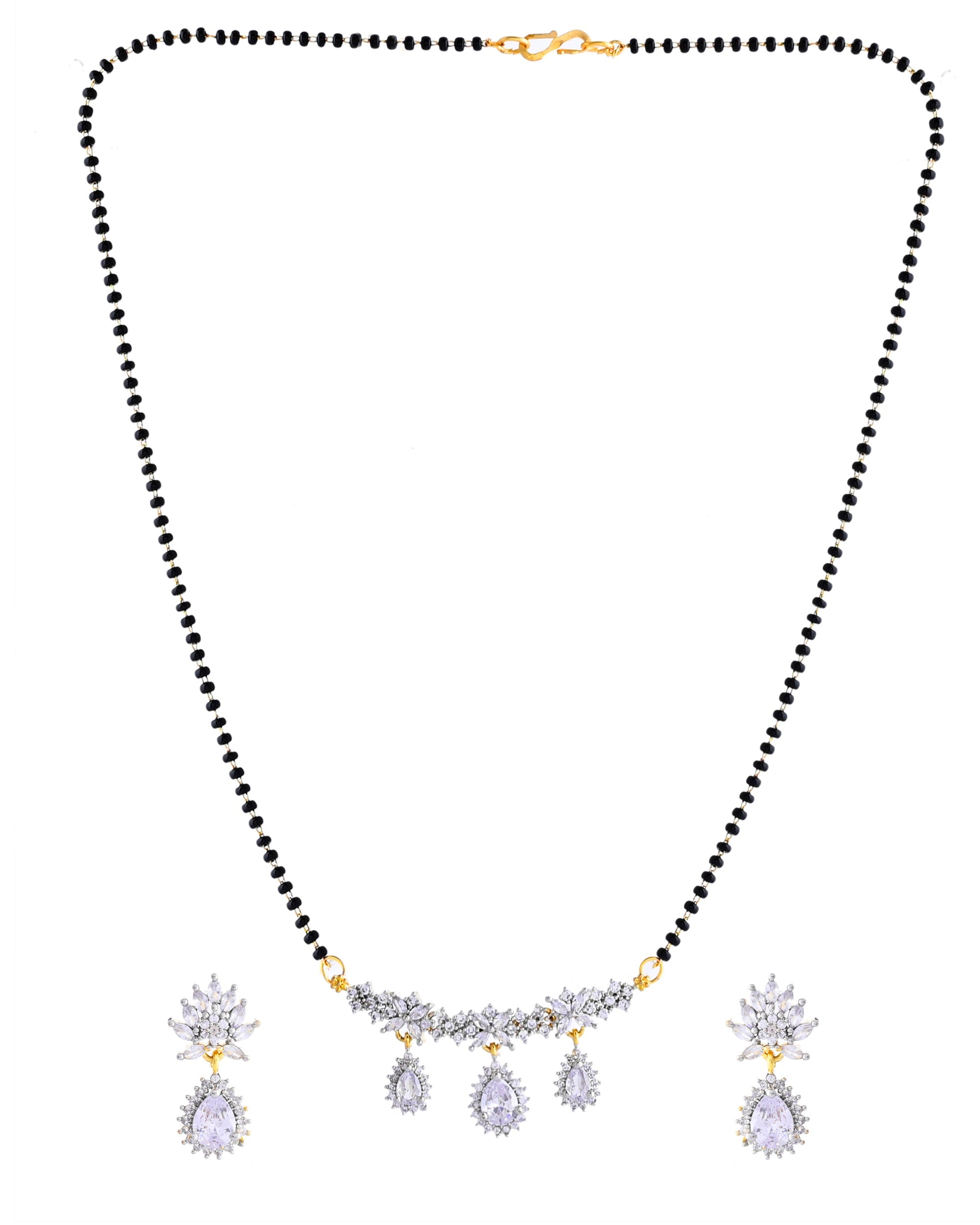 VOJ Gold Toned AD Stone Studded Tear Drop Design MangalSutra Set - Distacart