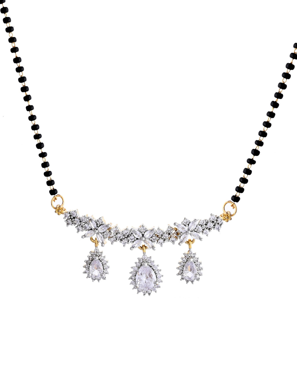 VOJ Gold Toned AD Stone Studded Tear Drop Design MangalSutra Set - Distacart