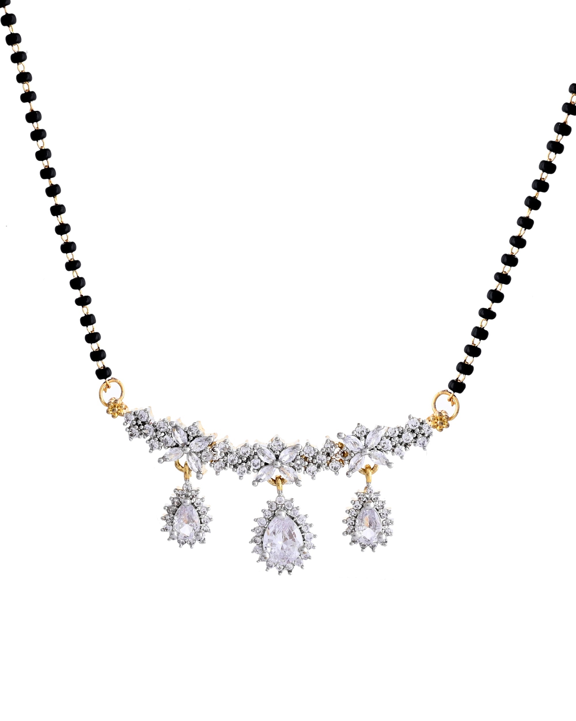 VOJ Gold Toned AD Stone Studded Tear Drop Design MangalSutra Set - Distacart