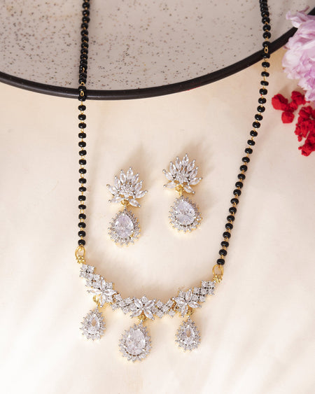 VOJ Gold Toned AD Stone Studded Tear Drop Design MangalSutra Set