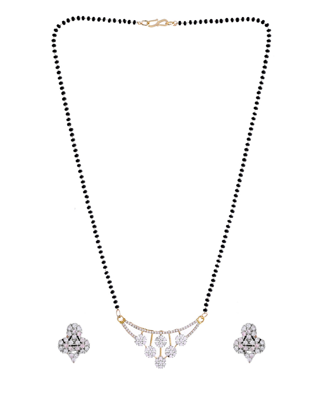 VOJ Gold Toned AD Stone Studded Floral MangalSutra Set - Distacart