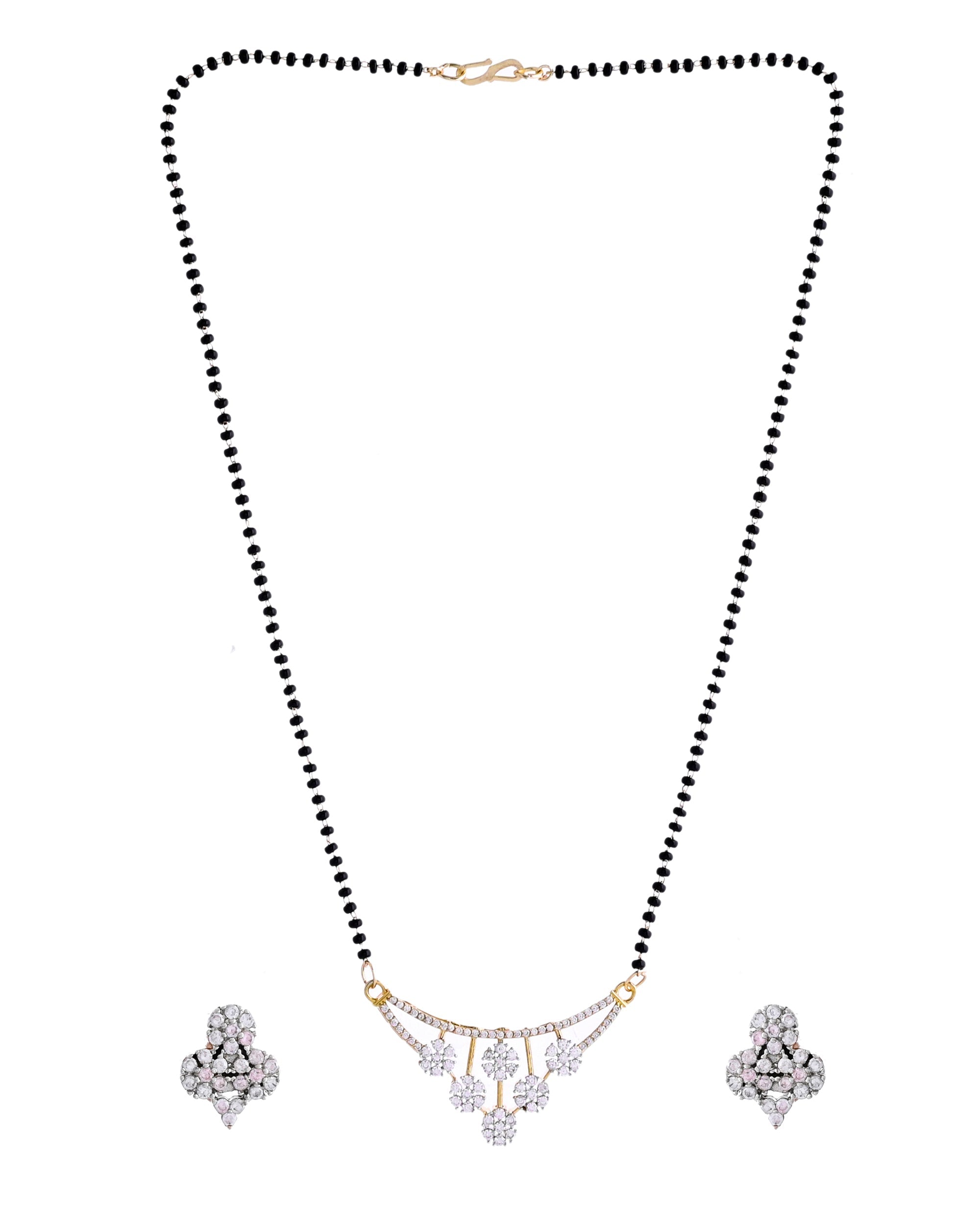 VOJ Gold Toned AD Stone Studded Floral MangalSutra Set - Distacart