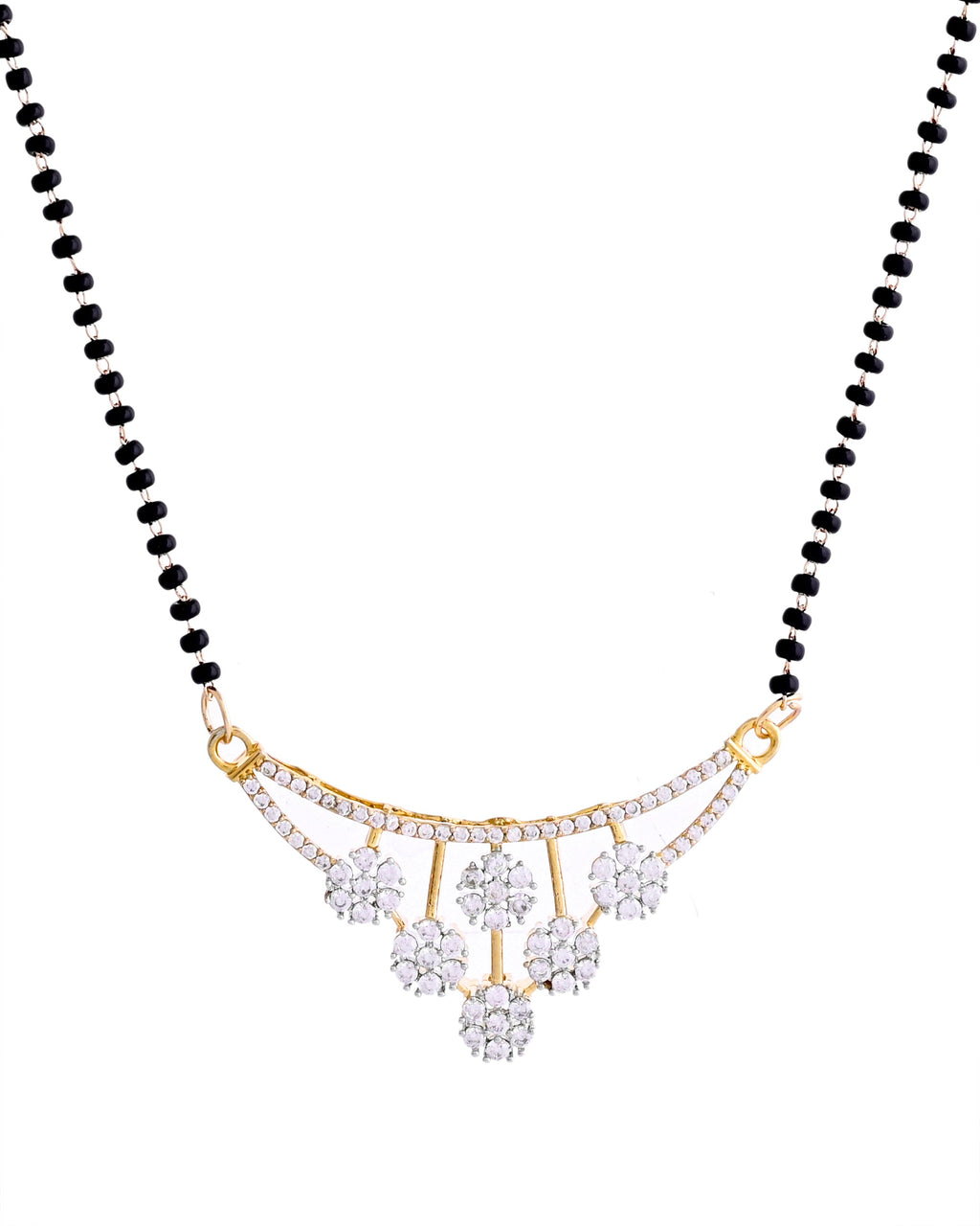 VOJ Gold Toned AD Stone Studded Floral MangalSutra Set - Distacart