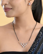 VOJ Rose Gold Toned AD Stone Studded Floral MangalSutra Set - Distacart