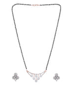 VOJ Rose Gold Toned AD Stone Studded Floral MangalSutra Set - Distacart