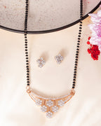 VOJ Rose Gold Toned AD Stone Studded Floral MangalSutra Set - Distacart