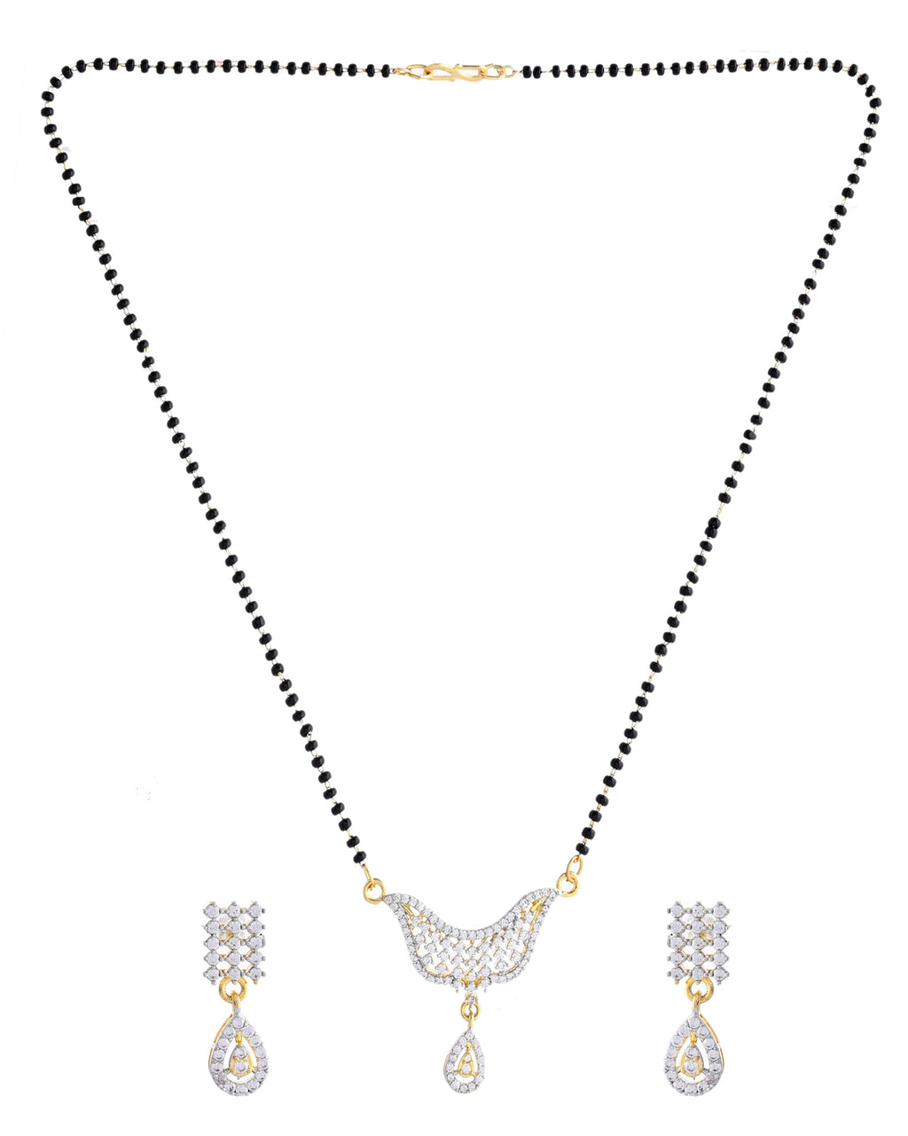VOJ Gold-Polished Designer AD Mangalsutra Set - Distacart