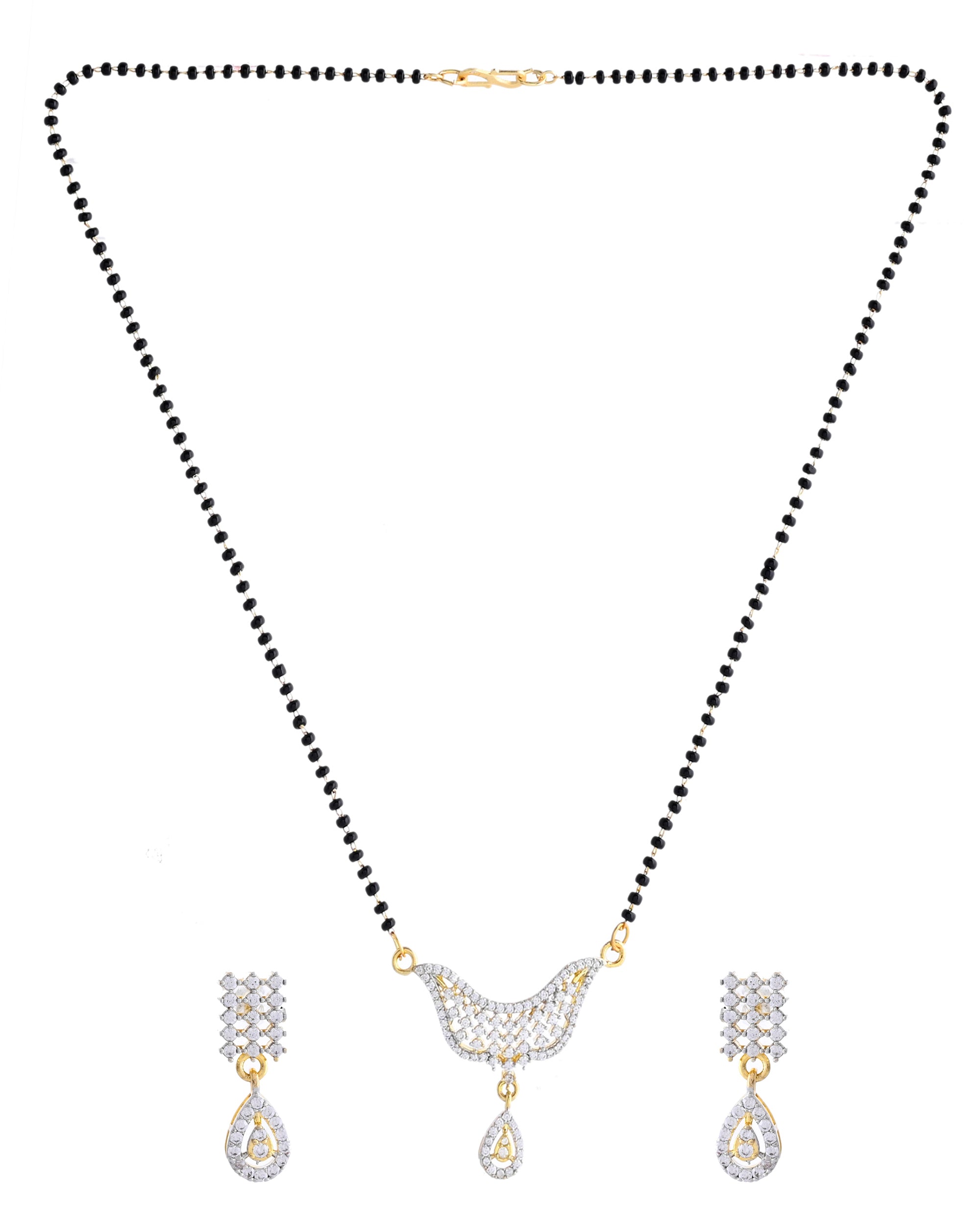 VOJ Gold-Polished Designer AD Mangalsutra Set - Distacart