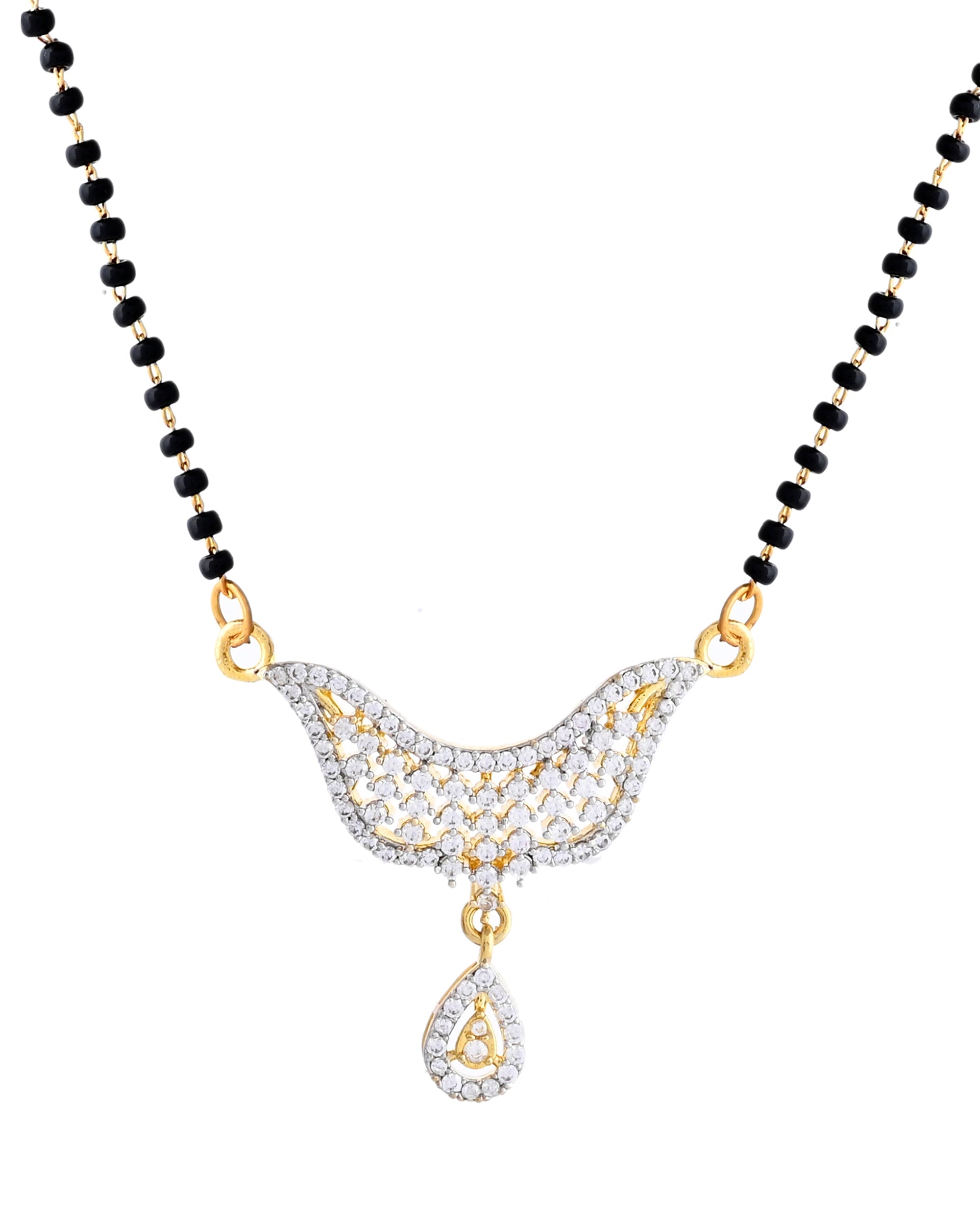 VOJ Gold-Polished Designer AD Mangalsutra Set - Distacart