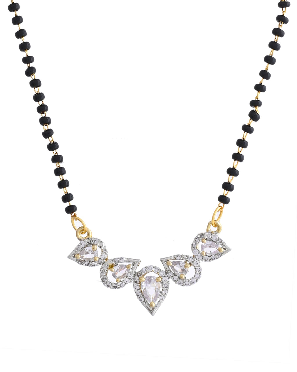 VOJ Gold-Polished Tear Drop Shape AD Mangalsutra Set - Distacart
