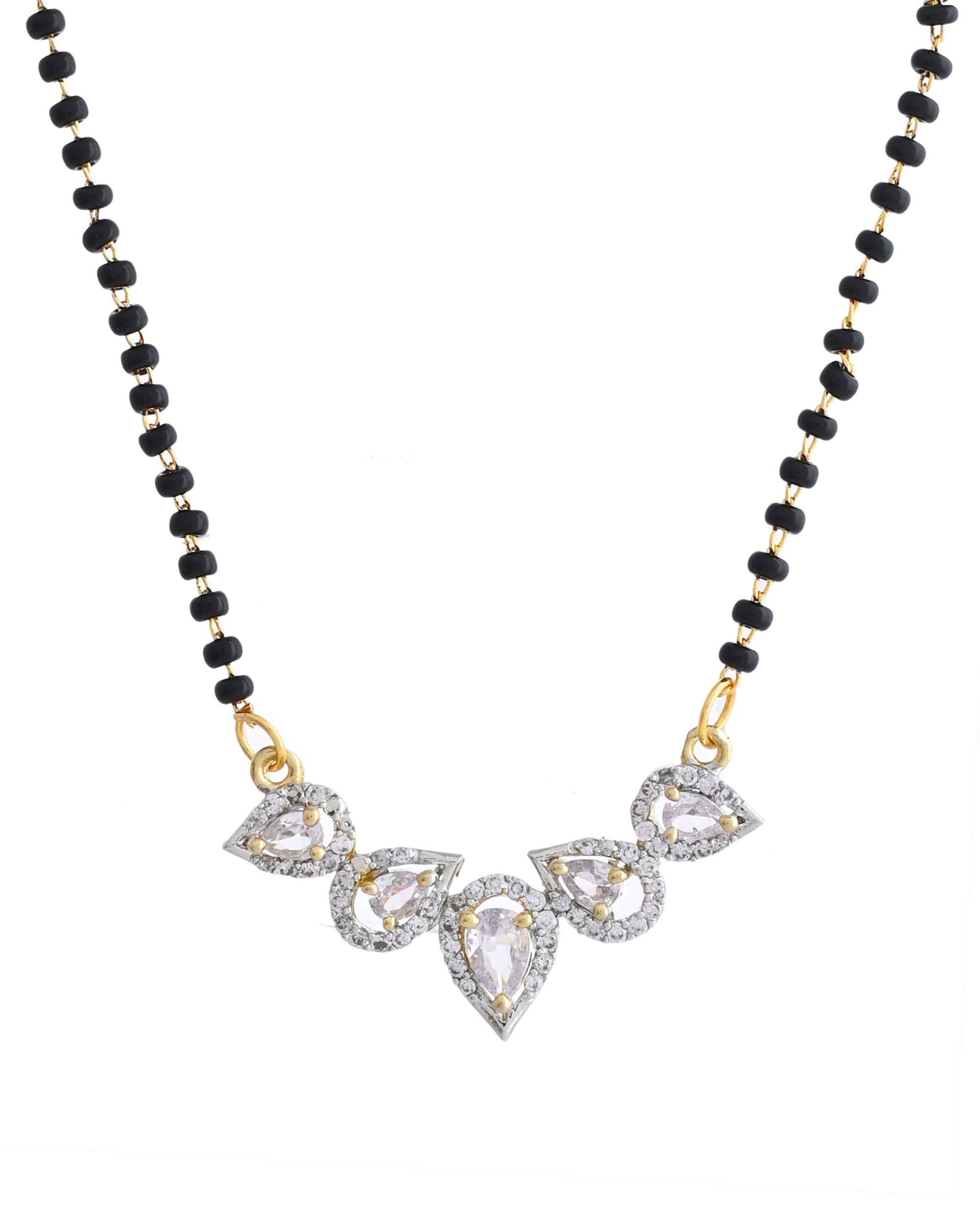VOJ Gold-Polished Tear Drop Shape AD Mangalsutra Set - Distacart