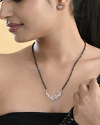 VOJ Rose Gold-Polished Semi Circle Shape AD Mangalsutra Set - Distacart