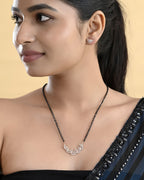VOJ Rose Gold-Polished Semi Circle Shape AD Mangalsutra Set - Distacart