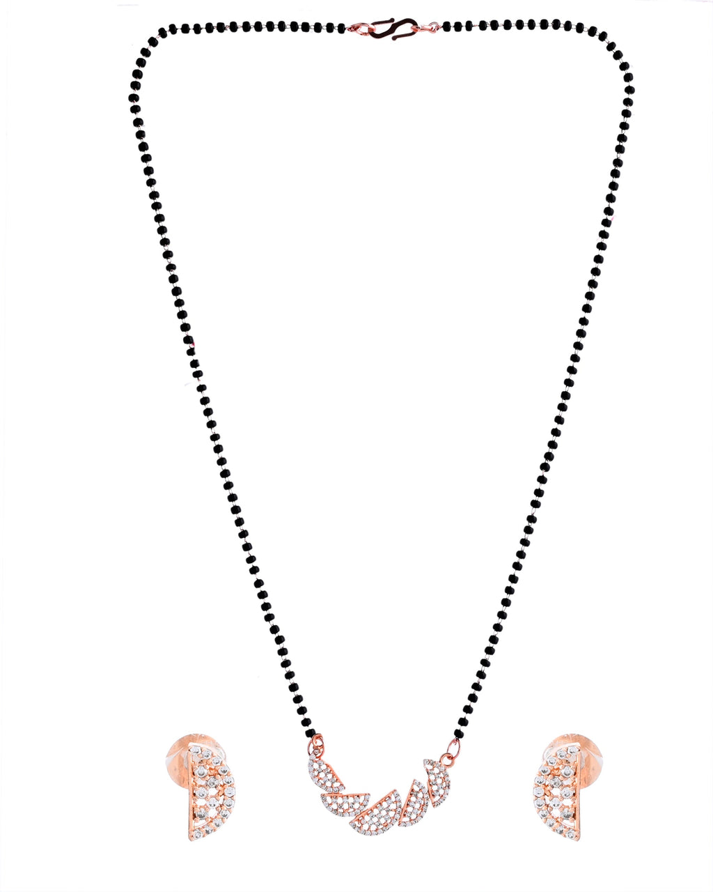 VOJ Rose Gold-Polished Semi Circle Shape AD Mangalsutra Set - Distacart