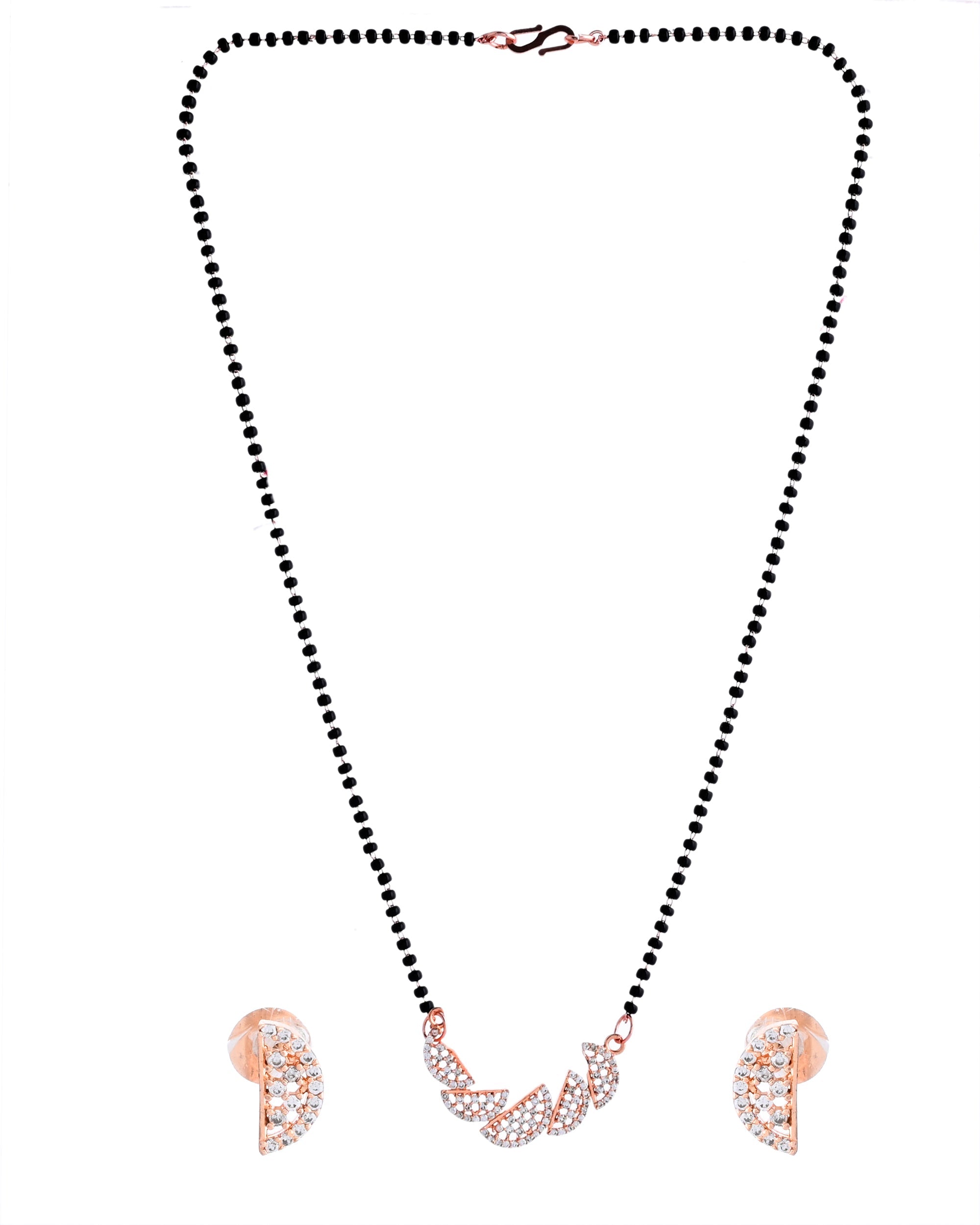 VOJ Rose Gold-Polished Semi Circle Shape AD Mangalsutra Set - Distacart