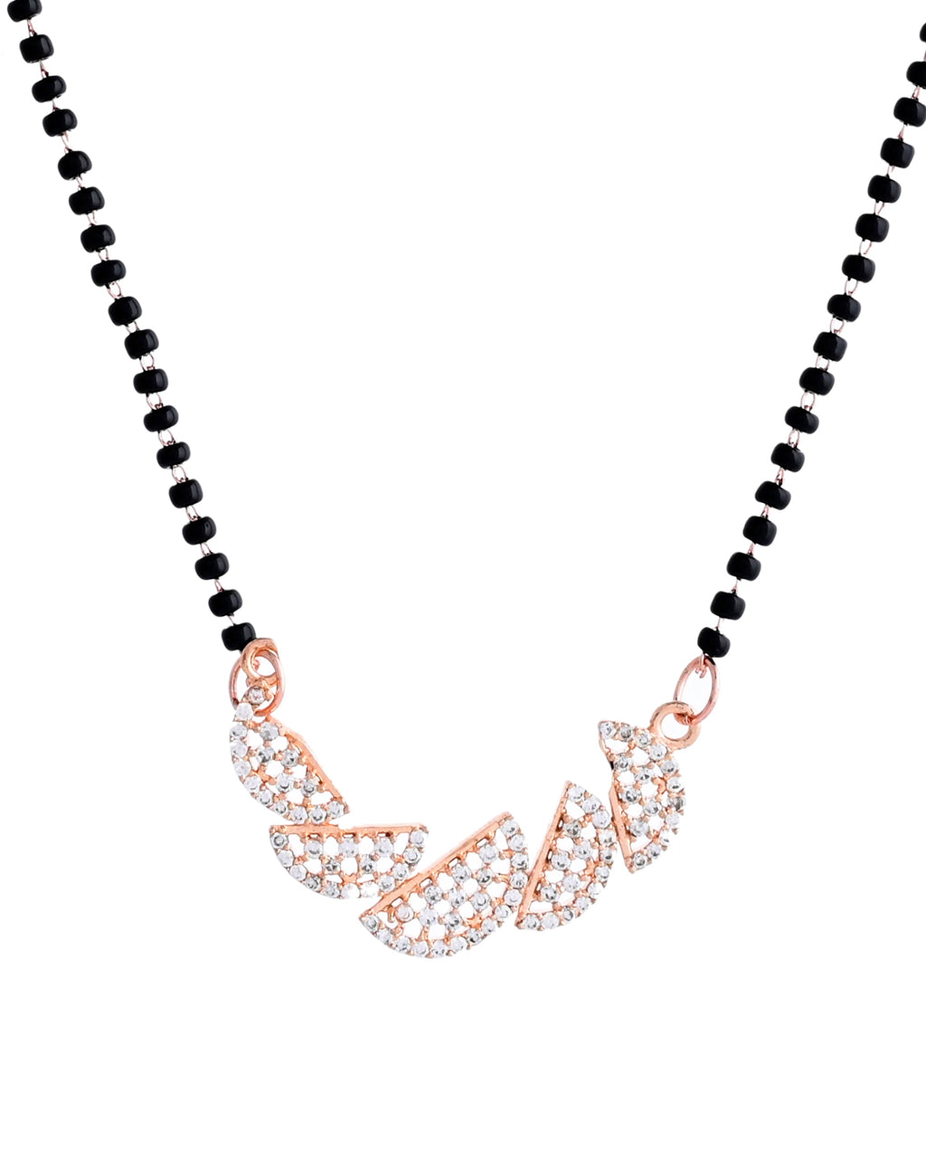 VOJ Rose Gold-Polished Semi Circle Shape AD Mangalsutra Set - Distacart