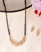 VOJ Rose Gold-Polished Semi Circle Shape AD Mangalsutra Set - Distacart
