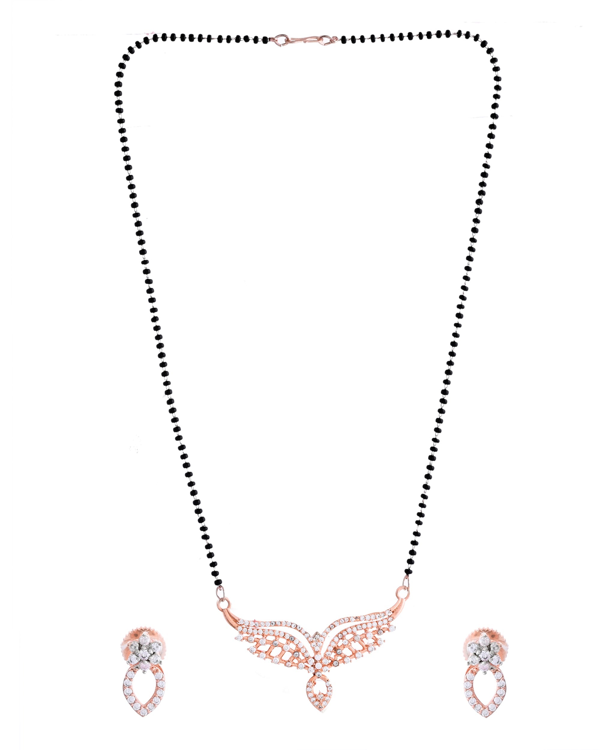 VOJ Rose Gold-Polished Elegent AD Mangalsutra Set - Distacart