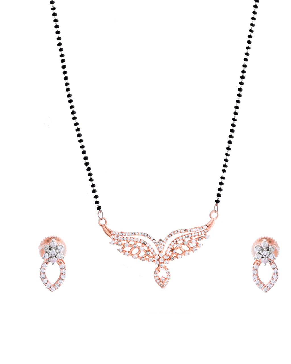 VOJ Rose Gold-Polished Elegent AD Mangalsutra Set - Distacart