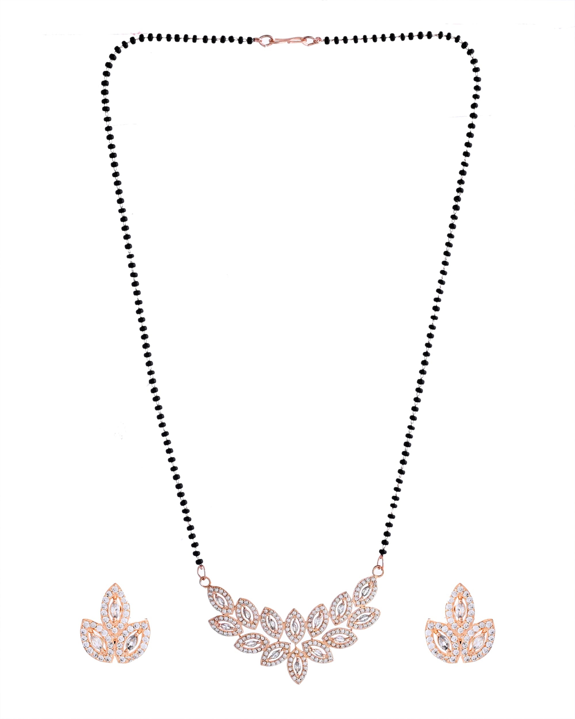 VOJ Gold-Polished Stylish Tear Drop AD Mangalsutra Set - Distacart