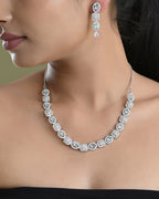 VOJ Silver Plated Mint Green Stone AD Jewellery Set