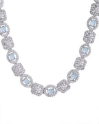 VOJ Silver Plated Mint Green Stone AD Jewellery Set