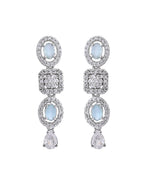 VOJ Silver Plated Mint Green Stone AD Jewellery Set