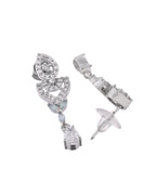 VOJ Silver Plated Mint Green Stone AD Necklace And Earrings Set