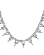 VOJ Silver Plated Mint Green Stone AD Necklace And Earrings Set