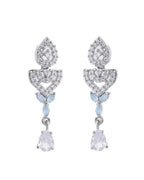 VOJ Silver Plated Mint Green Stone AD Necklace And Earrings Set